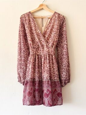 Japna Western Layered Boho Chiffon Floral Flirty Fun Short Prairie Dress Size L